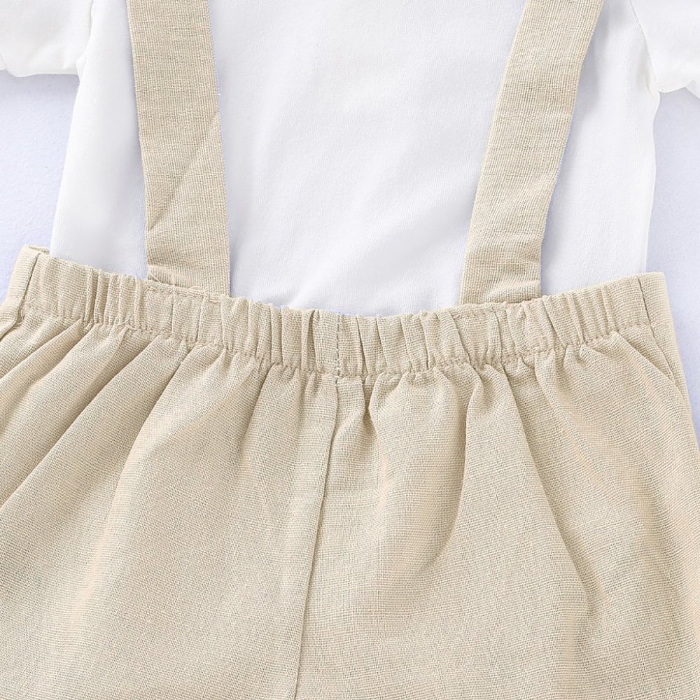 Classic Winnie the Pooh Beige Boy First Birthday Outfit Clothes Suspenders crown - Picture 8 of 10